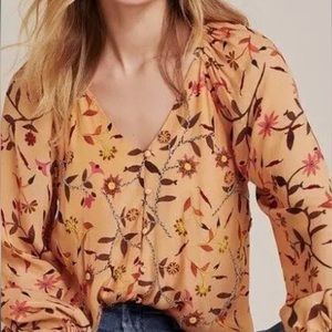 New NWT Guapa Beatrice Beaded Crepe Blouse ANTHROPOLOGIE M Medium Med